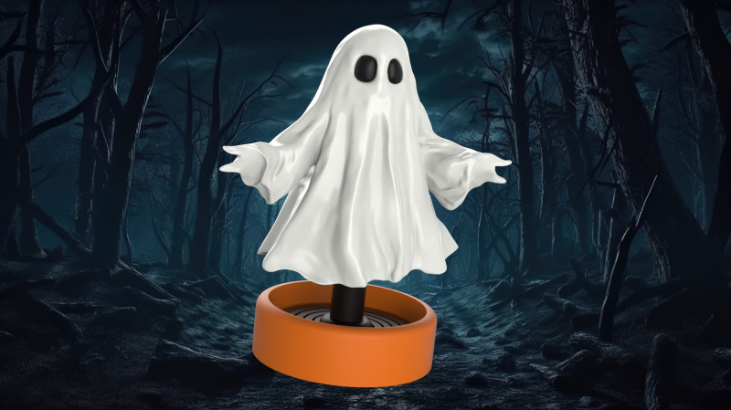 Springy Ghost 3D Printable Halloween Decoration Modelo de Impressão 3D .c4d .max .obj .3ds .fbx .stl .blend