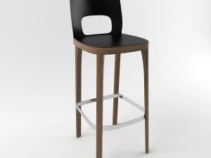 sgabello da bar in legno Modello 3D