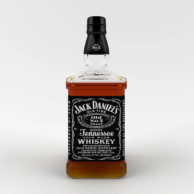 jack daniels tennessee whiskey bottle 3D Model .c4d .max .obj .3ds .fbx .stl .blend 