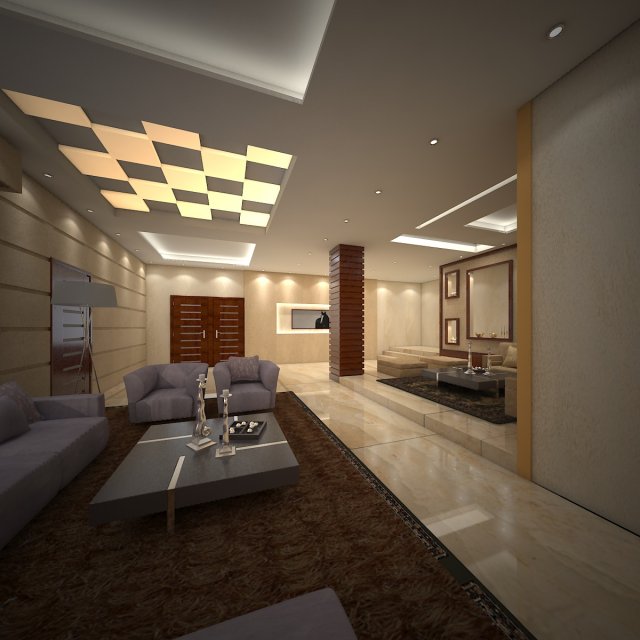 modern villa 3D Model in Living Room 3DExport
