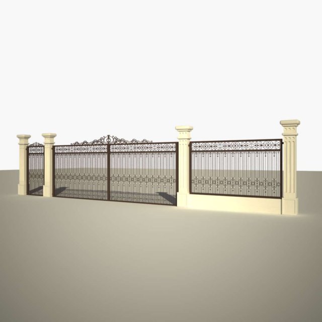 cast iron fence or gate 3D Model .c4d .max .obj .3ds .fbx .stl .blend 