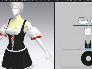 3d maid female outfit clo3d and md 3D Model