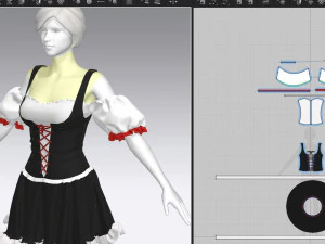 Abito femminile da cameriera 3d clo3d e md Modello 3D