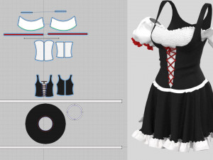 3d maid female outfit clo3d and md 3D मॉडल
