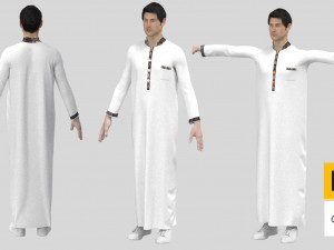 Arab men cloak abaya md 390 royalty free license 3D 모델