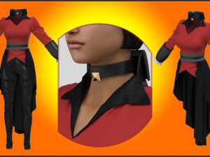 evil queen jacket with belt - marvelous designer 3D Model