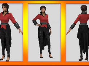 evil queen jacket with belt - marvelous designer 3D Model