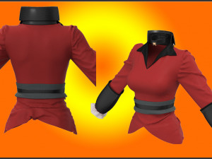 evil queen jacket with belt - marvelous designer 3D-Modell