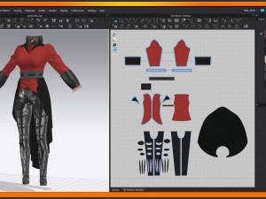 evil queen jacket with belt - marvelous designer 3D-Modell