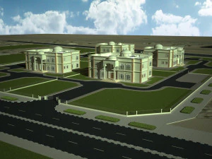 4 villas with full environment 3D Model