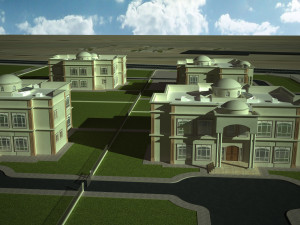 4 villas with full environment 3D Model