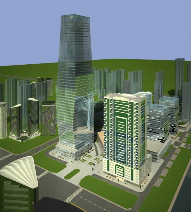 Skyscrapers building 01 3D Model .c4d .max .obj .3ds .fbx .stl .blend