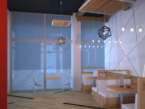 3d restaurant cafe interior full model 3D Model