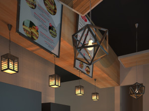 3d restaurant cafe interior full model Modello 3D