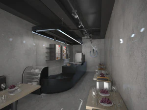 int&eacute;rieur de caf&eacute; noir complet en 3D Modèle 3D