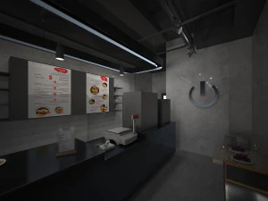 interior do caf&eacute; preto completo 3d Modelo 3D