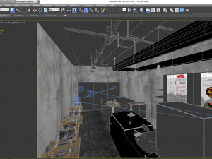 interior do caf&eacute; preto completo 3d Modelo 3D