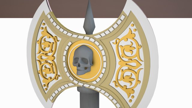 fantasy double bladed 3d axe 3D Model .c4d .max .obj .3ds .fbx .stl .blend 