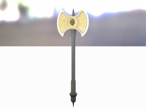 fantasy double bladed 3d axe 3D Model