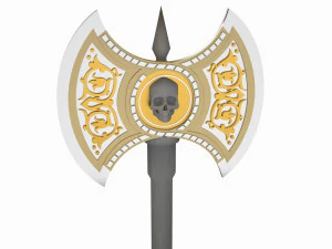 fantasy double bladed 3d axe 3D Model