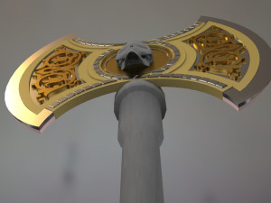 fantasy double bladed 3d axe 3D Model