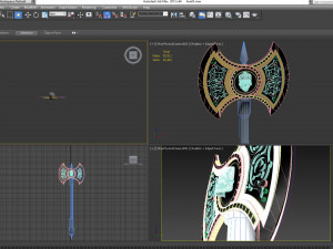 fantasy double bladed 3d axe 3D Model