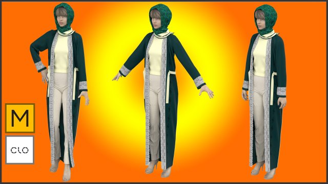 cloak female modern abaya 3D-Modell .c4d .max .obj .3ds .fbx .stl .blend 