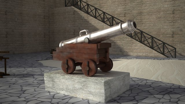 Old historical cannon Model 3D .c4d .max .obj .3ds .fbx .stl .blend