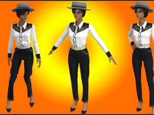 Cowgirl basit kıyafetler md-clo3d projesi objfbx 3D Model