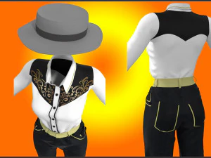 카우걸 간단한 옷 md-clo3d 프로젝트 objfbx 3D 모델