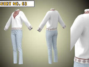 Female T-shirt Collection Marvelous Designer Clo3d project OBJ-FBX files 3D Model