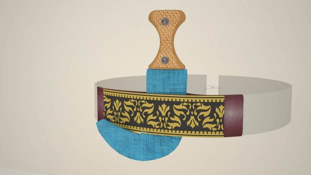 JAMBIYA Yemeni Dagger2 Khanjar with sheath and belt Model 3D .c4d .max .obj .3ds .fbx .stl .blend