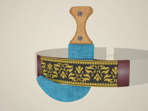 JAMBIYA Jemenitische Dagger2 Khanjar met schede en riem 3D Model