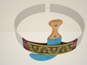 JAMBIYA Yemeni Dagger2 Khanjar with sheath and belt Model 3D
