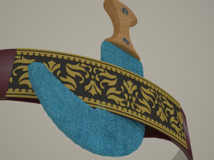 JAMBIYA Yemeni Dagger2 Khanjar with sheath and belt Model 3D