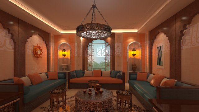 Arabic and Islamic style room with chandler 3D-Modell .c4d .max .obj .3ds .fbx .stl .blend 