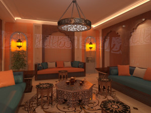 Arabic and Islamic style room with chandler 3D-Modell