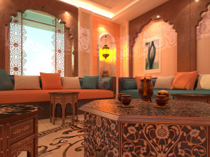 Arabic and Islamic style room with chandler 3D-Modell