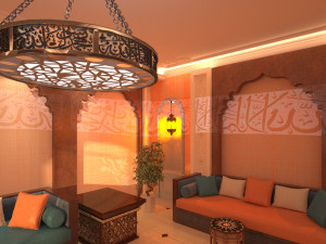 Arabic and Islamic style room with chandler 3D-Modell
