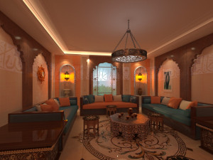Arabic and Islamic style room with chandler 3D-Modell
