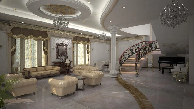 Living Room Interiors 3D Scene 3D Model .c4d .max .obj .3ds .fbx .stl .blend
