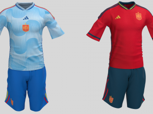Spain 22 AWAY Home JERSEY WORLD CUP 2022 - Zprj Fbx Obj 3D मॉडल