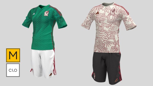 MAXICO 22 AWAY Home JERSEY WORLD CUP 2022 Zprj Fbx Obj 3D Model