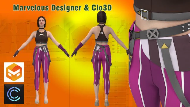 Vi - Arcane Jinx League of Legends - Marvelous Designer-Clo3D Project OBJ FBX Model 3D .c4d .max .obj .3ds .fbx .stl .blend 