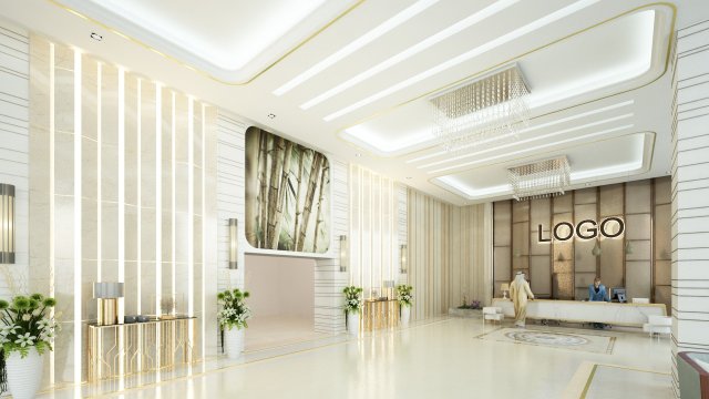 Modern entrance lobby 3D Model .c4d .max .obj .3ds .fbx .stl .blend 