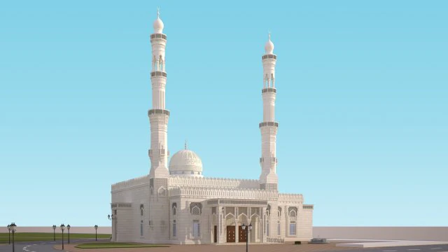 Mosque 3D 3D Model .c4d .max .obj .3ds .fbx .stl .blend 