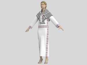 Female Dress with Kufiya and Palestine design 3Dモデル