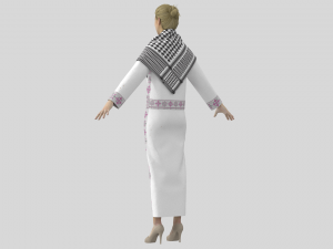 Female Dress with Kufiya and Palestine design 3Dモデル