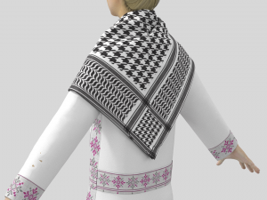 Female Dress with Kufiya and Palestine design 3Dモデル