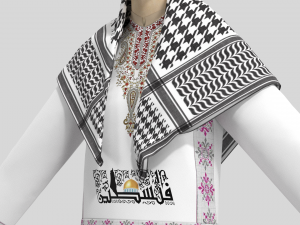 Female Dress with Kufiya and Palestine design 3Dモデル